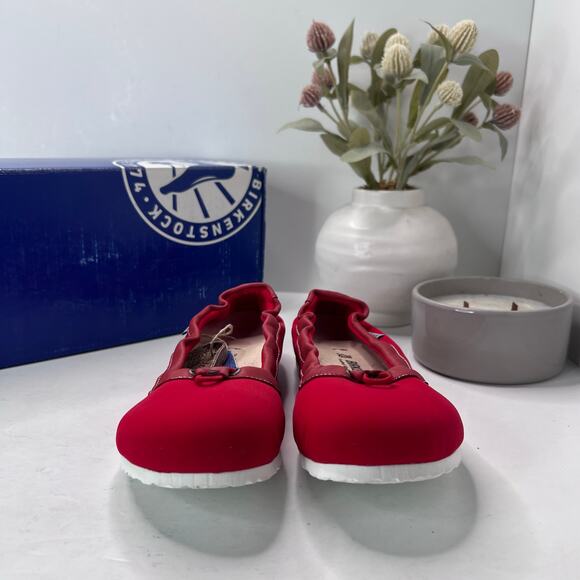 Birkenstock Ponca Slip On Flats Shoes Red Women’s 7 EU 38 NWB Narrow Fit - Picture 3 of 10